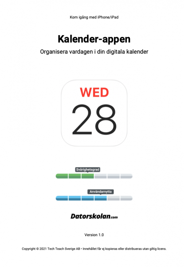 Framsidan av DigiGuiden om kalender-appen på iPhone