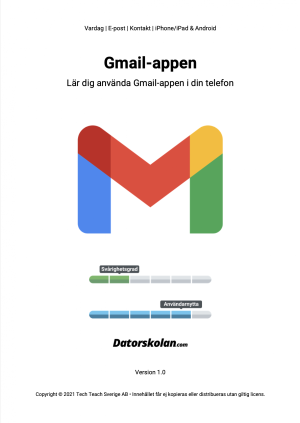 Framsidan av DigiGuiden om Gmail-appen