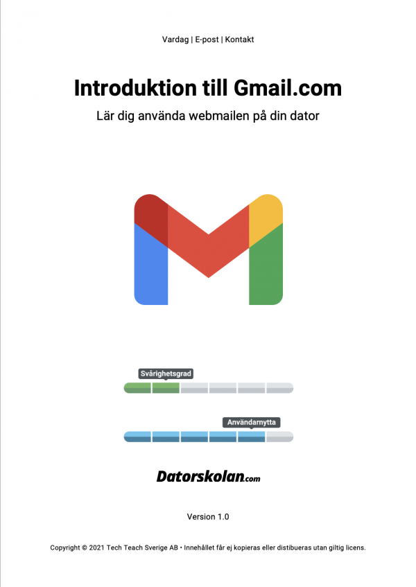 Framsidan av DigiGuiden om gmail.com