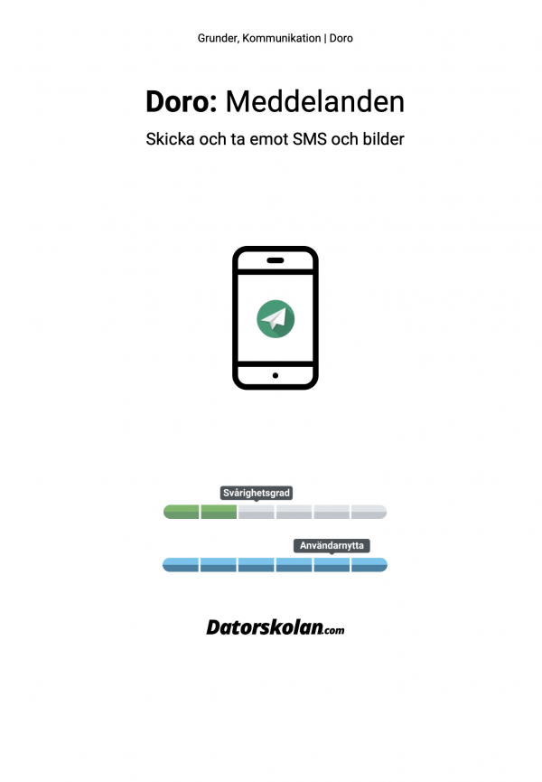 Framsidan av DigiGuiden om Doro-meddelanden