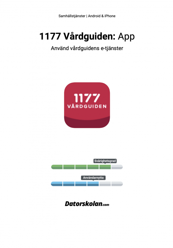 Framsidan av DigiGuiden “1177 Vårdguiden”