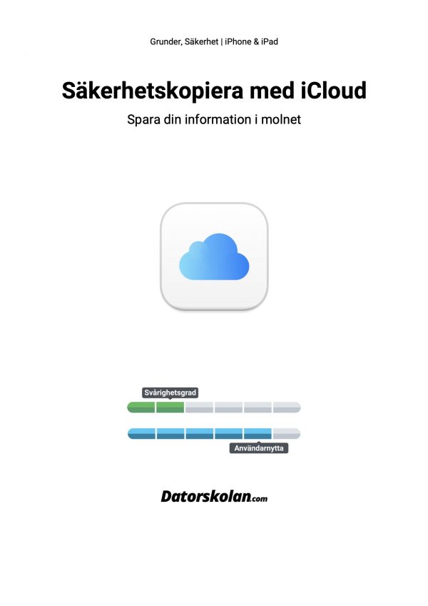 Framsidan av DigiGuiden som handlar om att säkerhetskopiera med iCloud