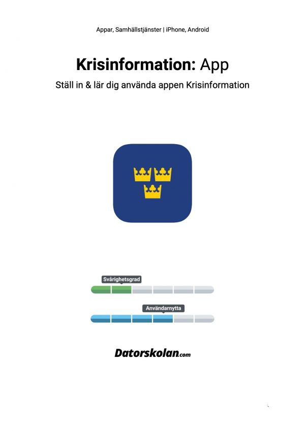 Framsidan av DigiGuiden som handlar om Krisinformations-appen