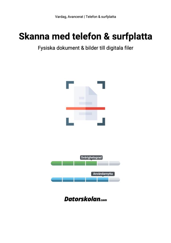 Framsidan av DigiGuiden om att skanna med telefon och surfplatta