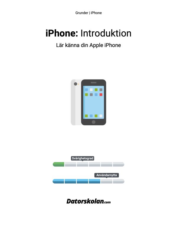 Framsidan av DigiGuiden som heter “iPhone: Introduktion”