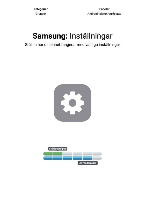 Framsidan av DigIGuiden som handlar om inställningar i Samsung-enheter