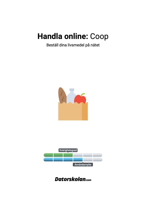 Framsidan av DigiGuiden som handlar om att handla online hos Coop