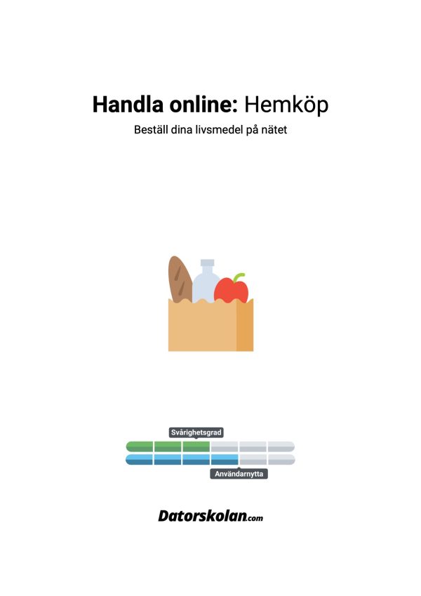 Framsidan av DigiGuiden som handlar om att handla online hos Hemköp