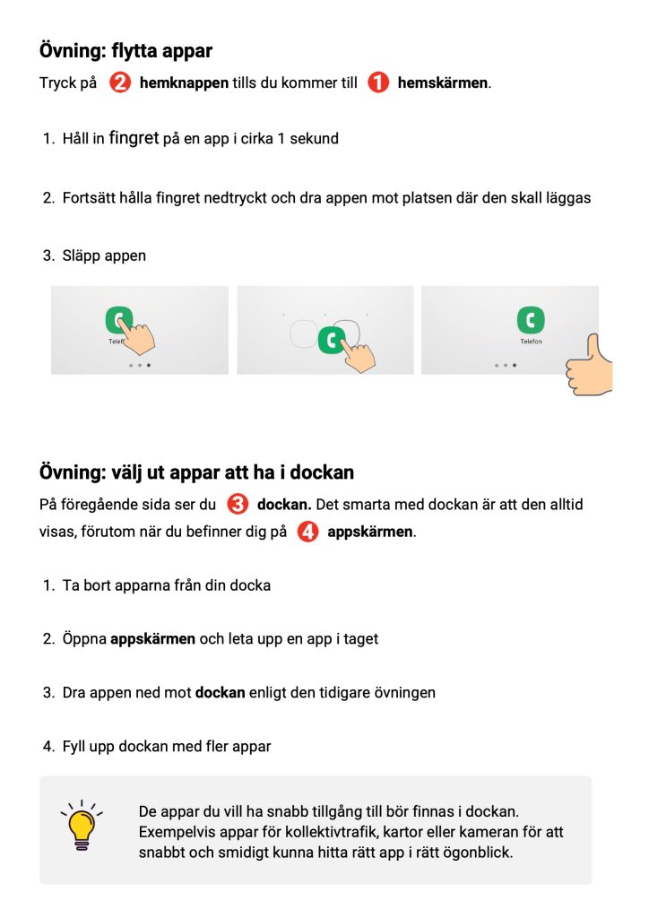 Insidan av en DigiGuide som handlar om att flytta appar i en Android-telefon